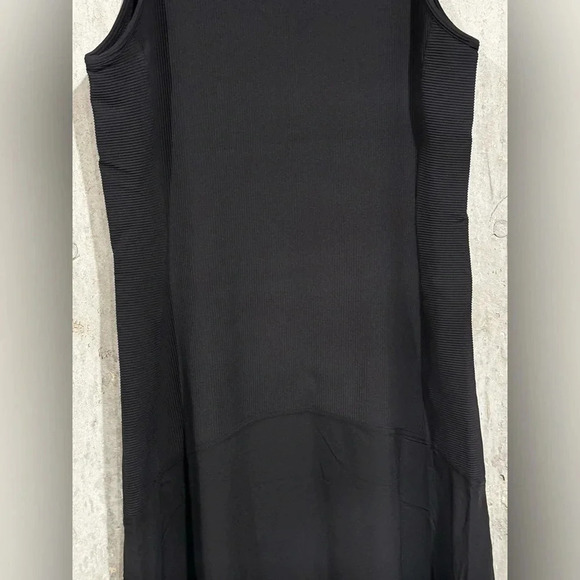 Athleta Black Ribbed Pacifica Dress Midi Athleisure Size Large NWOT - Picture 3 of 8